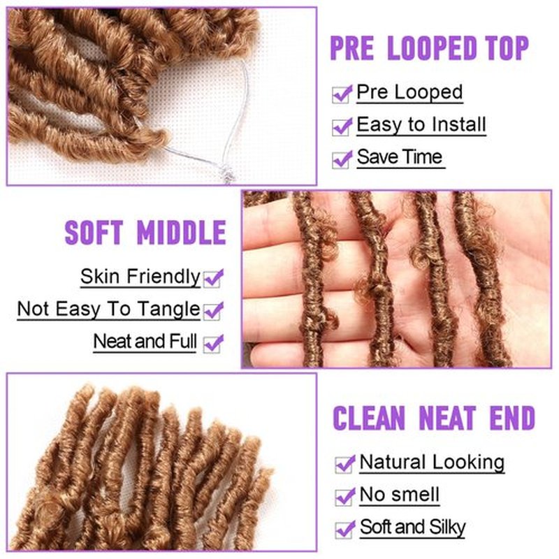 7 Packs Butterfly Faux Locs Crochet Hair 12 Inch Pre-looped Distressed Locs Soft Locs Crochet Hair For Black Women Crochet Braids Hair (12 Inch 7 Packs, 27#)