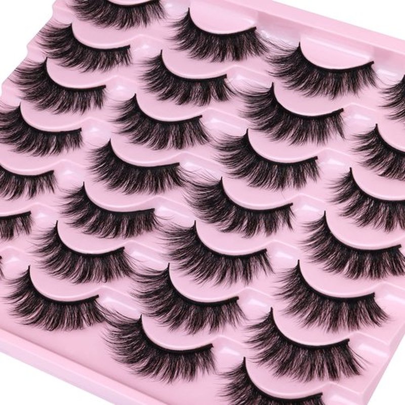 EyeLashes Natural Look 16mm Faux Mink Lashes Fluffy Cat Eye Wispy Eyelashes 6D Volume False Lashes Pack by Kiromiro