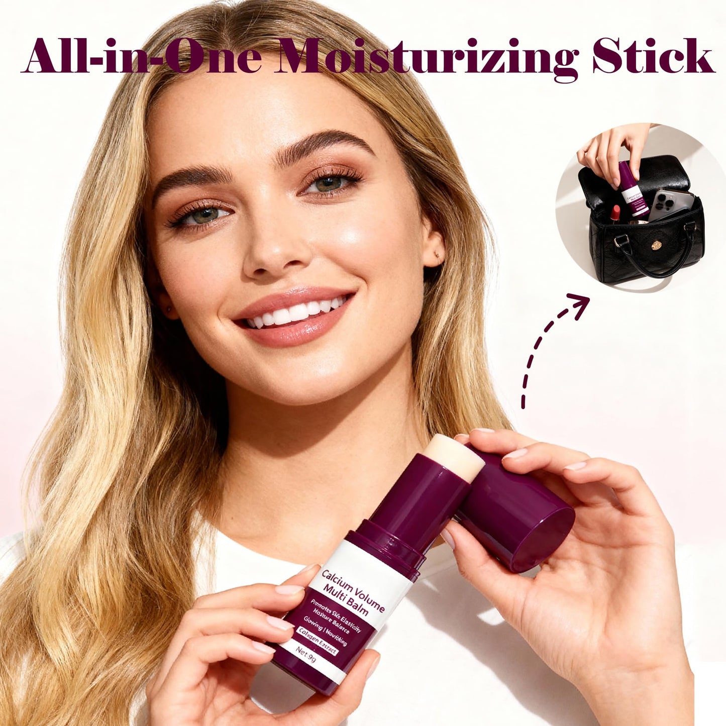 Reepic Cosmer 2-Pack Calcium Multi Balm Stick -Collagen Moisturizing Balm Stick for Face,Eyes & Neck, Anti-Wrinkle Eye Cream, Wrinkle Core Sticks For Firming Skin,Hydrating,Anti-aging