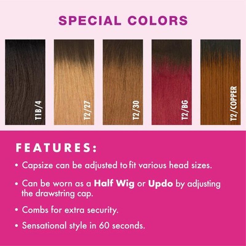 Sensationnel Instant weave half wig - iwd 21 synthetic half wig or updo cap with adjustable drawstring for seamless hair blending - IWD 21 (1 JETBLACK)