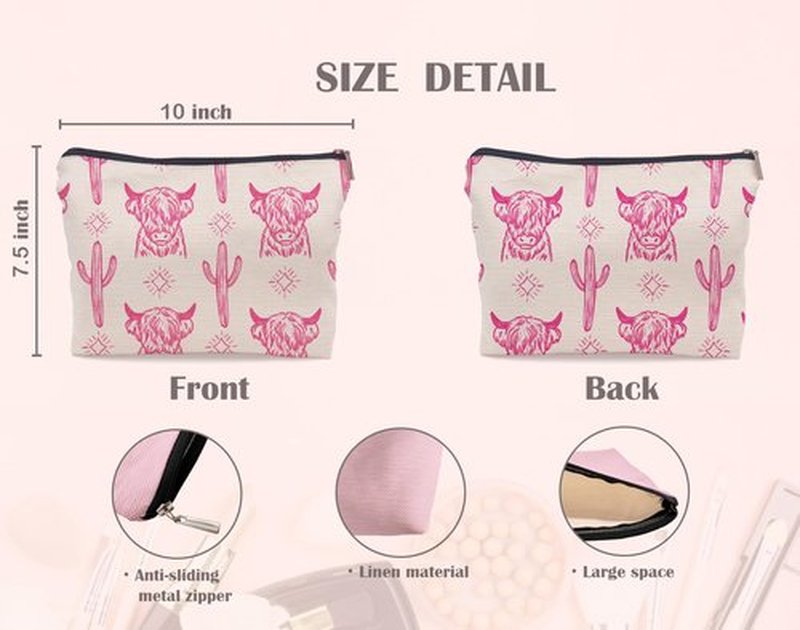 Lacosu Western Makeup Bag,Western Gifts For Women,Cow Makeup Bag,Cowgirl Stuff,Western Stuff For Women,Western Gifts,Cowgirl Gifts(COW G)