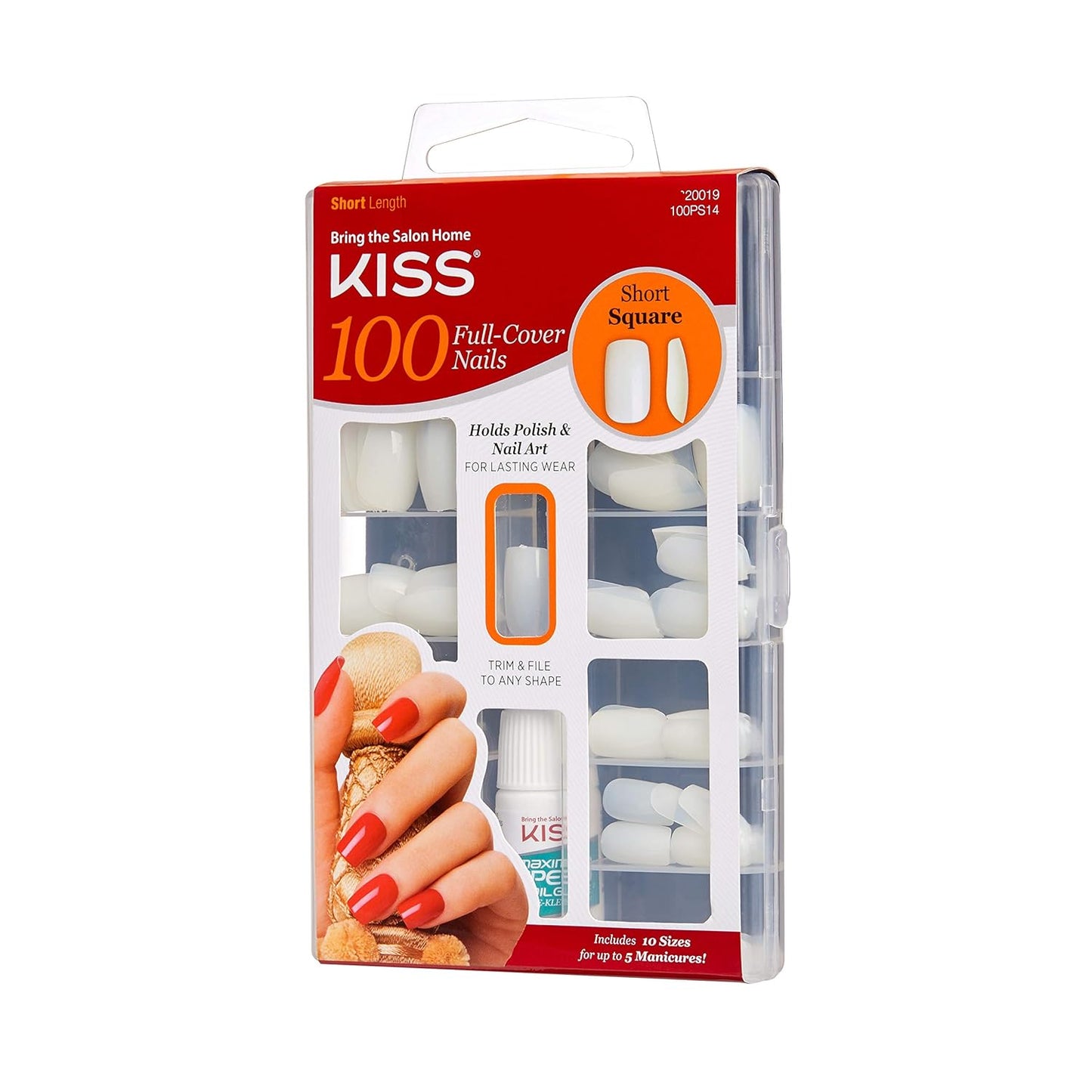 Kiss Products 100 Full Cover Nails, Short Square (4 PACK)