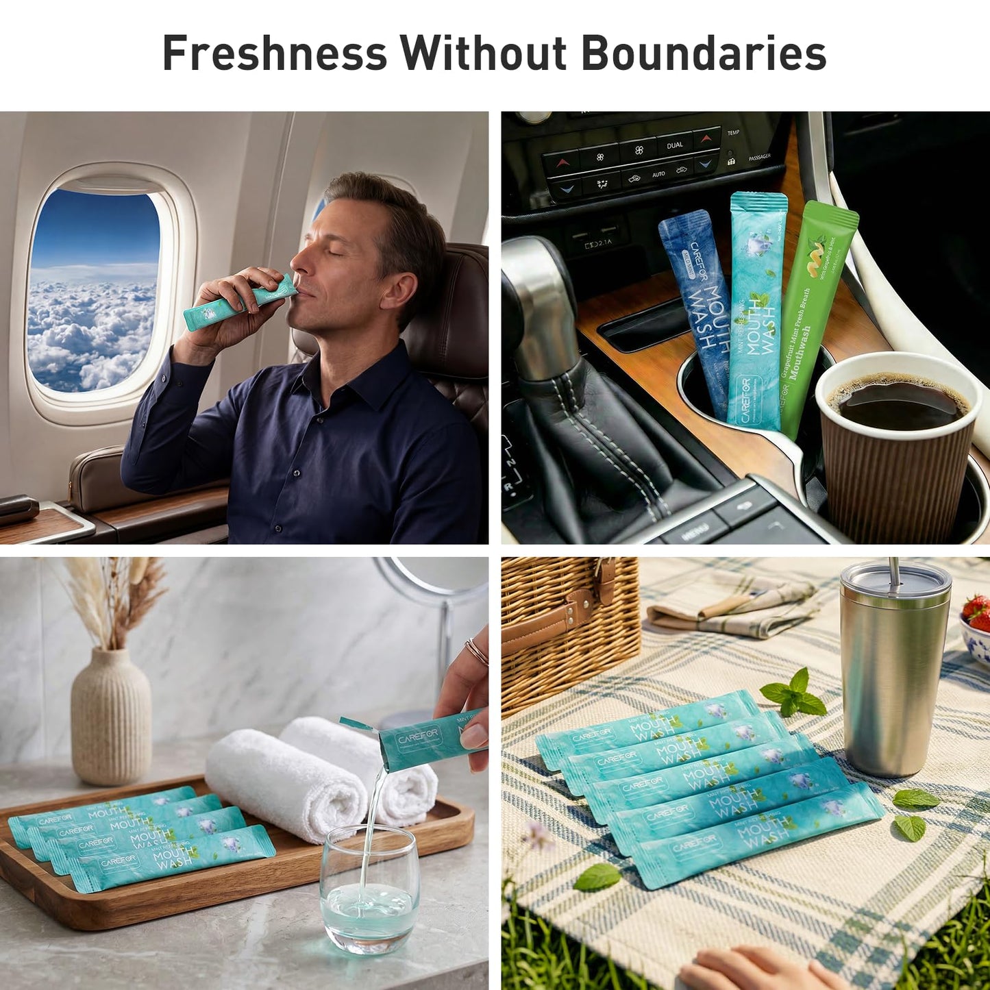 Mouthwash Travel Size Portable 60 Individual Disposable Packets to Go, Alcohol & Fluoride Free Fresh Mint Mouthwash Strips for Superior Oral Hygiene (Pack of 60)