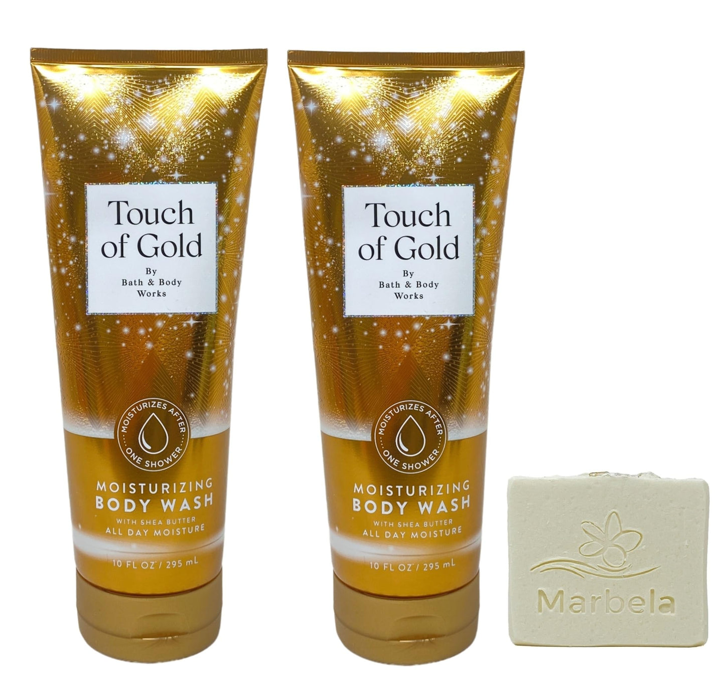 Bath & Body Works Touch of Gold 2-Pack Moisturizing Body Wash Bundle with a Natural Oats Bar Soap - Full Size