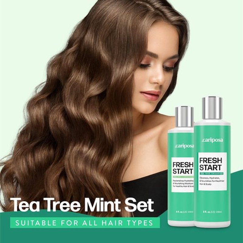 Cariposa Beauty Tea Tree Shampoo and Conditioner Set - Paraben & Sulfate Free Dandruff Shampoo for Women & Anti Dandruff Conditioner for Flake Free Hair & Scalp - Promotes Hair Growth & Healthy Scalp