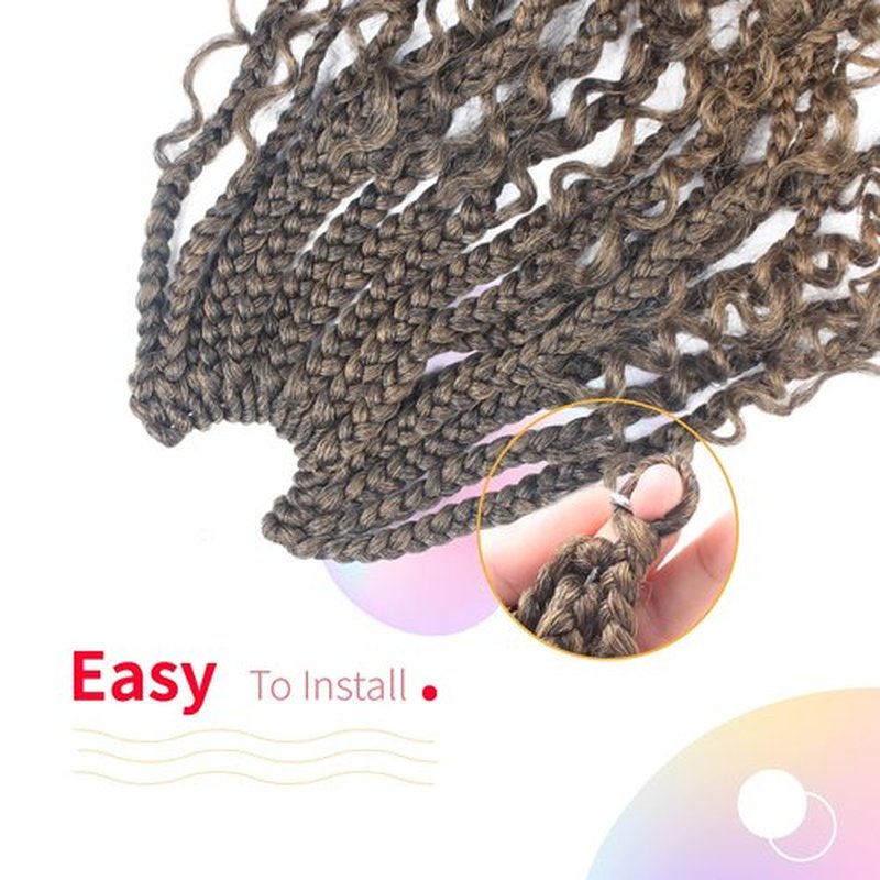 Niseyo Goddess Box Braids Crochet Hair 16 Inch 8 Packs Short Crochet Box Braids Pre Looped Curly Ends Boho Style Synthetic Hair (T27/Ombre Blonde)