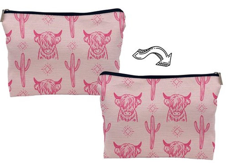 Lacosu Western pink Makeup Bag,Western Gifts For Women,Cow Makeup Bag,Cowgirl Stuff,Western Stuff For Women,Western Gifts,Cowgirl Gifts(pink)