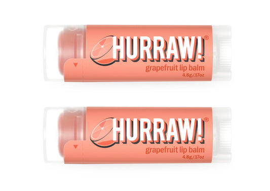 Hurraw! Grapefruit Lip Balm, 2 Pack: Organic, Certified Vegan, Cruelty and Gluten Free. Non-GMO, 100% Natural Ingredients. Bee, Shea, Soy and Palm Free. Made in USA