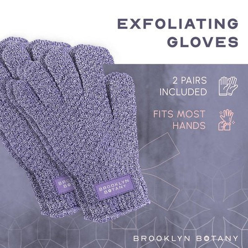 Brooklyn Botany Exfoliating Gloves for Bath and Shower – Heavy Duty Exfoliating Body Scrubber for Massage and Dead Skin Remover for Body – 2 Pairs
