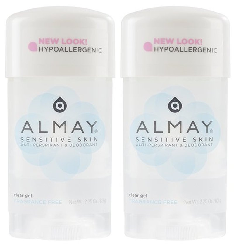 Almay Sensitive skin Clear Gel, Anti-Perspirant & Deodorant, Fragrance Free, 2.25-Ounce Stick (Pack of 2)