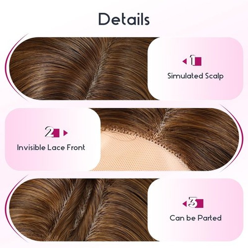 EMMOR Short Bob Wigs,Natural Shoulder Length Central Lace Bob Wgs, Premium Heat-Resistant Synthetic Straight Wigs for Women Daily Use(Brown)