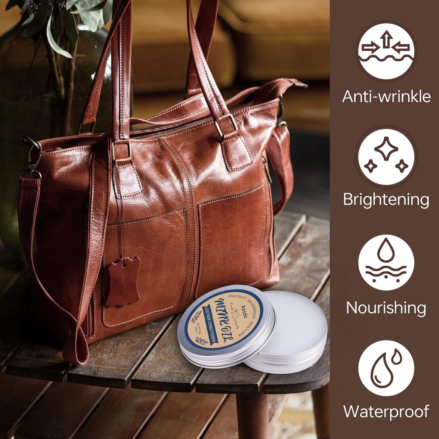 Aosdc Mink Oil Leather Conditioner and Cleaner 3.52 oz - Premium Waterproof Formula for Leather Cowboy Boots,Natural Waterproof Soften and Restore Shoes, Jackets, Hats, Baseball Gloves, Saddles