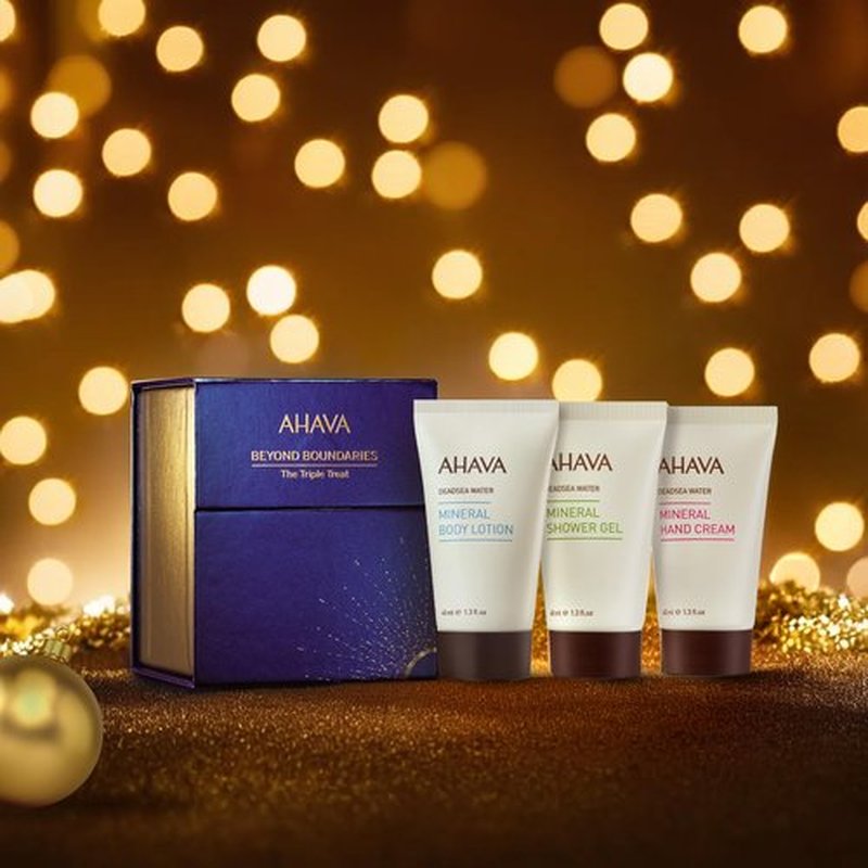 AHAVA The Triple Treat Gift Set - Includes Mineral Body Lotion, Mineral Hand Cream, Mineral Shower Gel 3 x 1.3 Fl.Oz & Crystal Osmoter X6 Sample