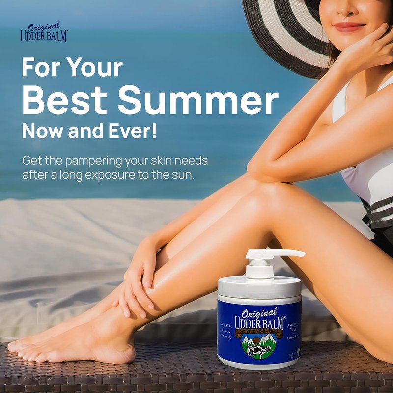 Udder Balm - Extra Thick Moisturizing Cream for Dry Skin & Cracked Heels | 16 Fl Oz with Aloe Vera