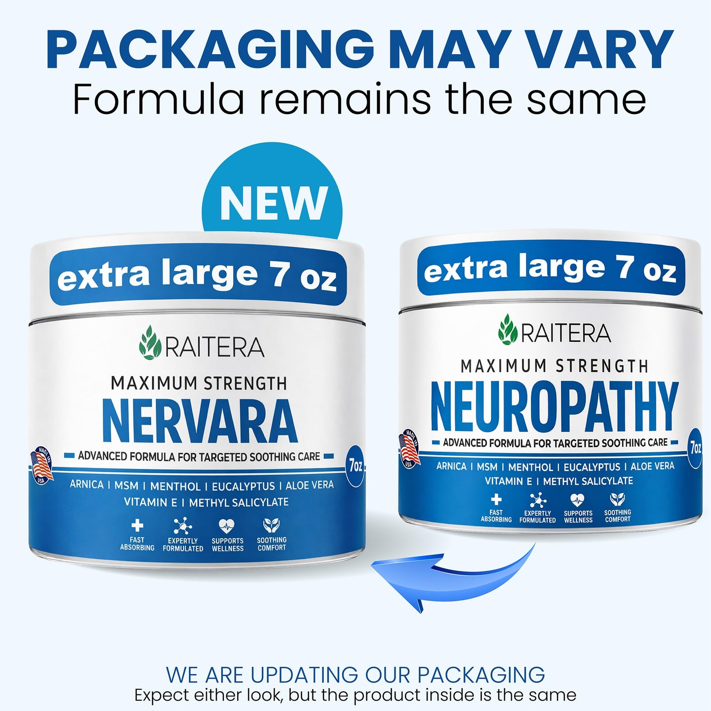 Raitera Neuropathy Nerve Cream – Maximum Strength for Feet, Hands, Legs, Toes – Advanced Cooling Non-Greasy Fast Absorbing Formula - Natural Ingredients Frankincense, Arnica, Aloe Vera, Turmeric, MSM