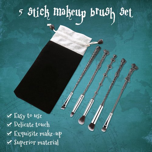 Wand Makeup Brushes Set, WeChip Make Up Brush Set for Women Girls 5pcs(Silver)