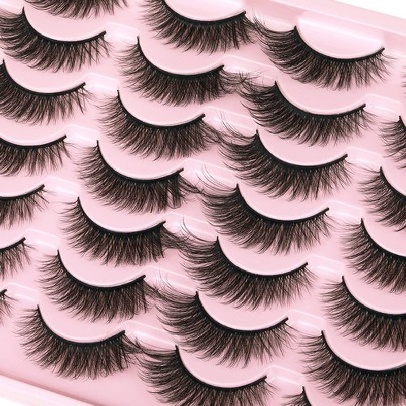 Kiromiro False Eyelashes Natural Look Wispy Faux Mink Lashes Fluffy 14mm Cat Eye Short Strip Lashes Pack