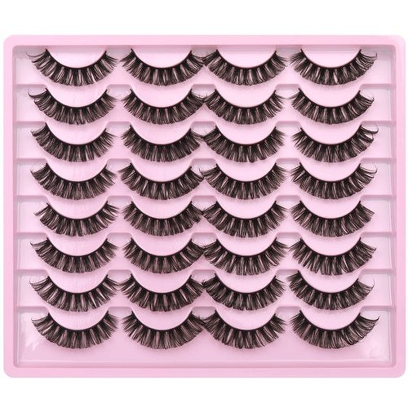 JIMIRE Russian Strip Faux Mink Lashes Cat Eye Crossed Fluffy 3D Curly False Eyelashes Thin Light Volume Soft Fake Lashes 16 Pairs Pack