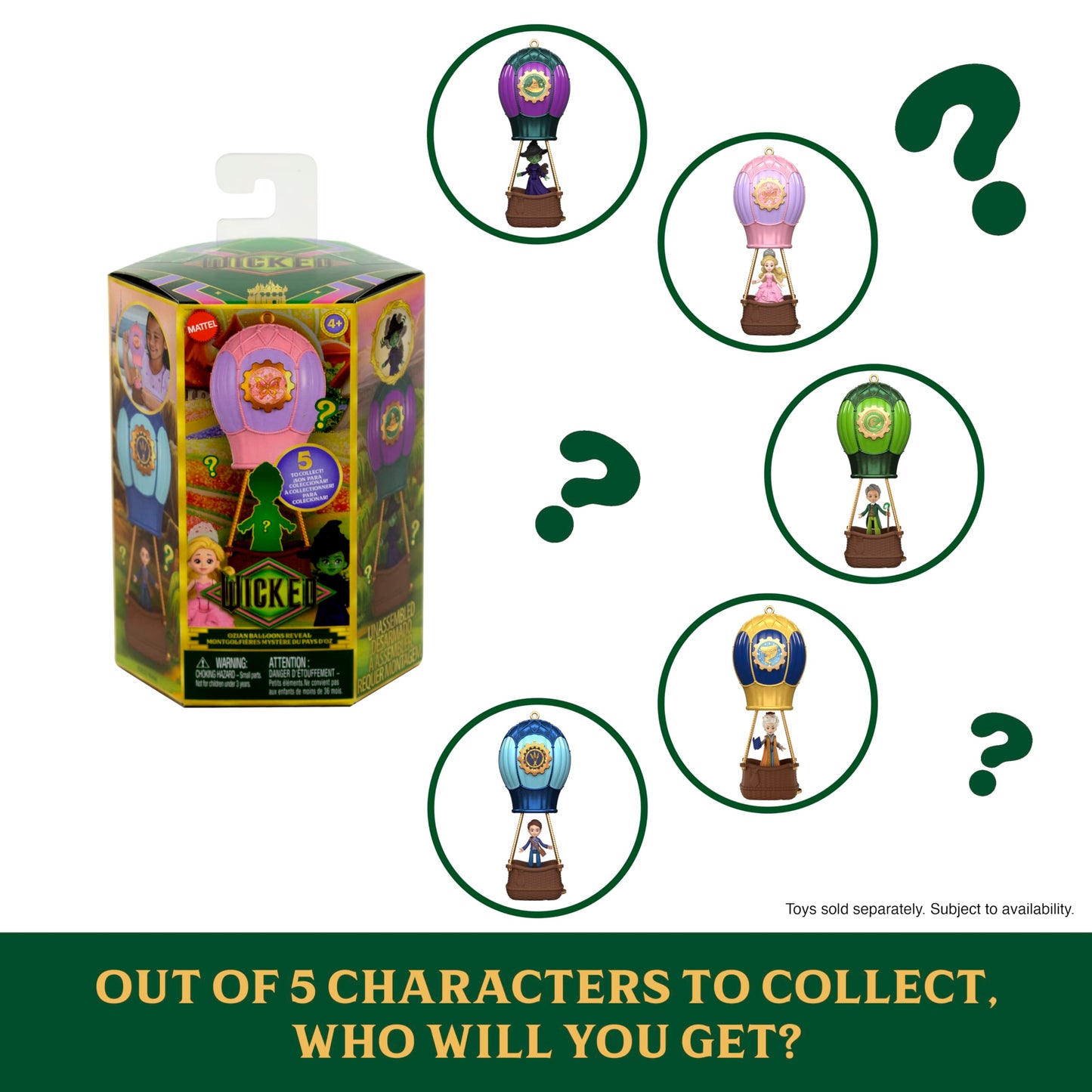 Mattel Universal Pictures’ Wicked Ozian Balloons Reveal Toy Set with Surprise Small Doll, Hot Air Balloon & Accessory (Styles May Vary)