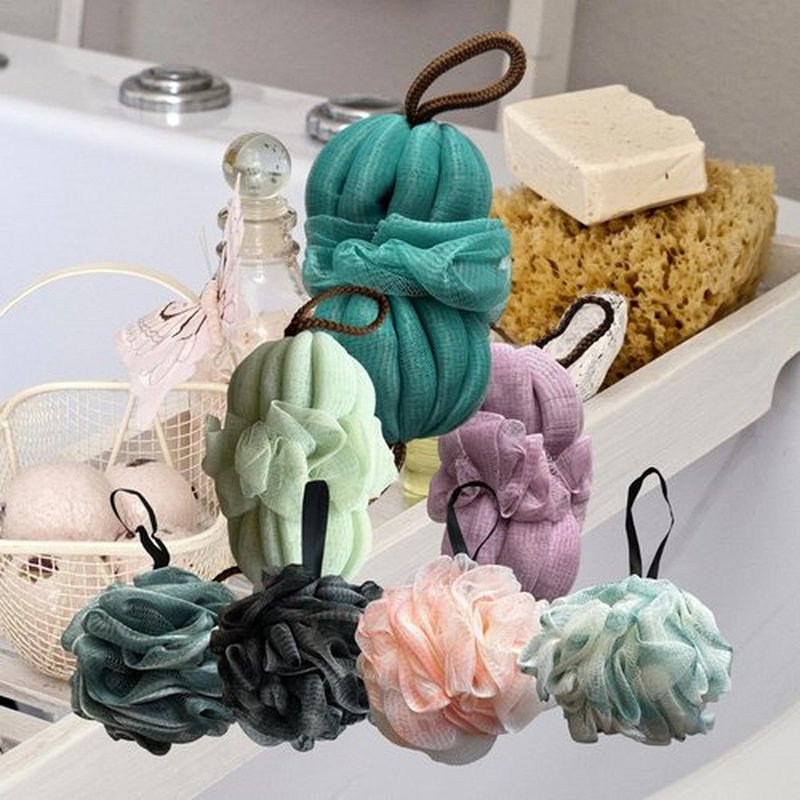 Large 85g Blue Bath Loofah Sponge Loofa Luffas Shower Puff Pouf Ball Exfoliating Body Back Scrubber for Men&Women