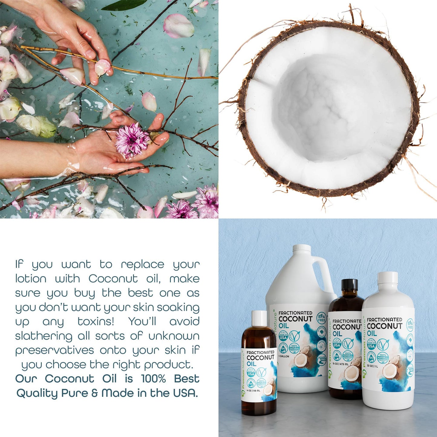 Premium Nature Fractionated Coconut Oil for Skin Moisturizer with Pump Massage Oils Best Carrier for Essential Oils Mixing Body OUL for Dry Skin Moisturizer Natural Oi for Face Hair Body 16 oz