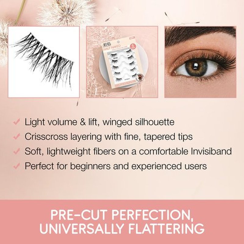 Ardell Half Naked Lashes - 434, Delicately Handcrafted Half Lashes, 5-pairs, 1-pack