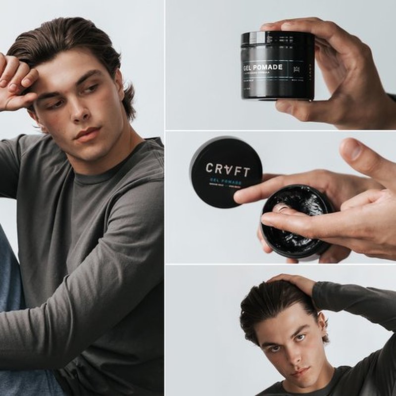 CRVFT Pomade 2oz - Semi-Matte Finish Shine - Original Hold Medium Strength (Gel) – Men’s Styling Product, Barber Approved - Water Based/Soluble - Boss Scented - Straight/Thick/Wavy Hair