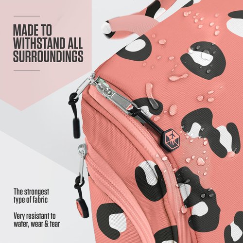 VENTURE 4TH Hanging Travel Toiletry Bag for Women & Men - Travel Organizer with Expandable Compartments & Removable Clear Pouch for Toiletries (Pink Cheetah)