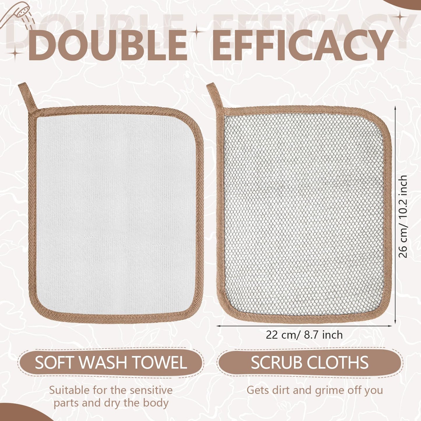 Tudomro 10 Pcs Exfoliating Washcloths Double Sided Man Wash Cloths Body Face Exfoliating Scrub Cloths for Shower Men Women(10.2 x 8.7 Inch,Gray)