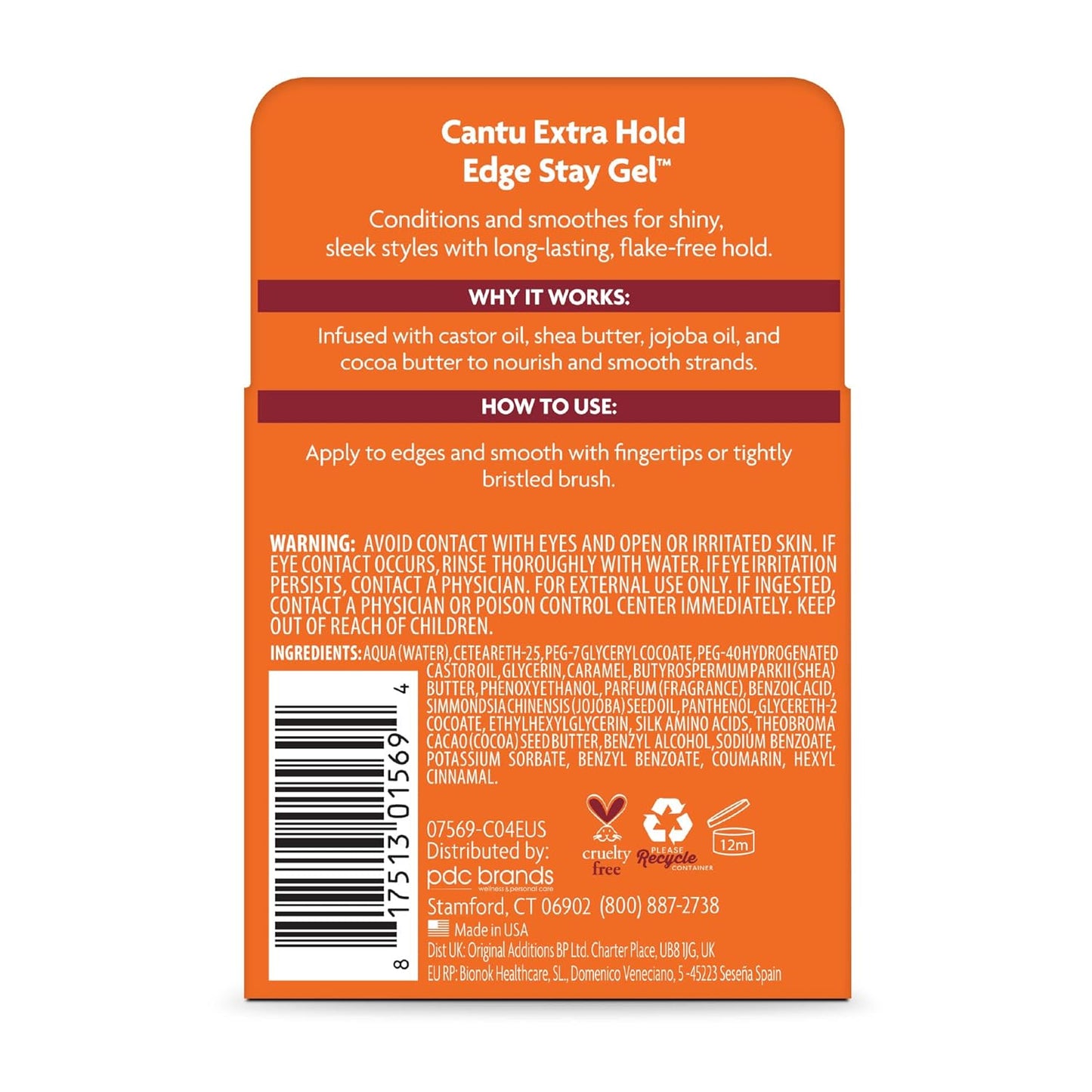 Cantu Natural Hair Styling Gel Stay Extreme Hold Tube, 8 Oz