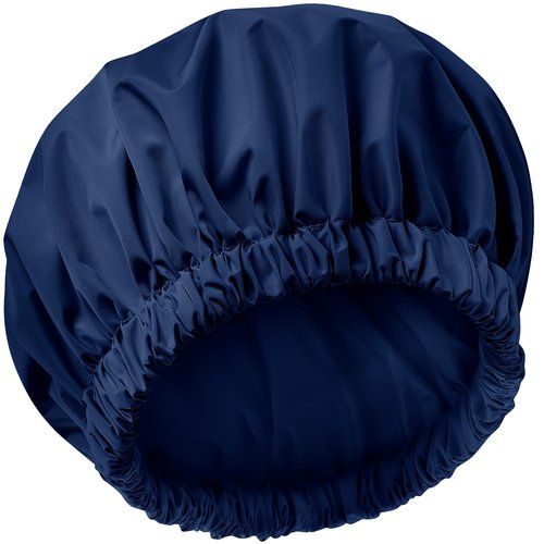 Reusable Shower Cap for Women, Large Waterproof Shower Bonnet Washable Elastic Band Bath Hair Hat for Long Hair, Braids(Navy)