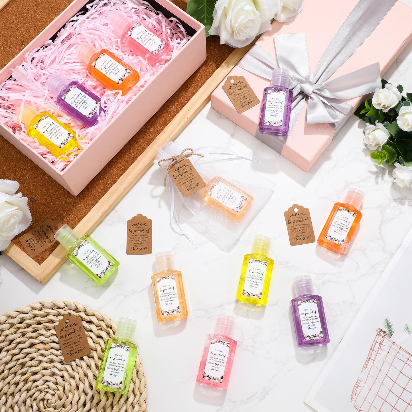 Frienda 72 Pcs Thank You Mini Hand Sanitizer Bulk Travel Size Hand Sanitizer Gel Teacher Appreciation Gift for Coworker Staff Employees Nurse Teacher Back to School Party Supplies