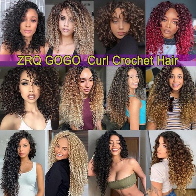 ZRQ 14 Inch GoGo Curl Crochet Hair 27 Short Beach Curl Crochet Hair For Women Synthetic Deep Twist Crochet Braids Water Wave Crochet hair(14Inch,27)