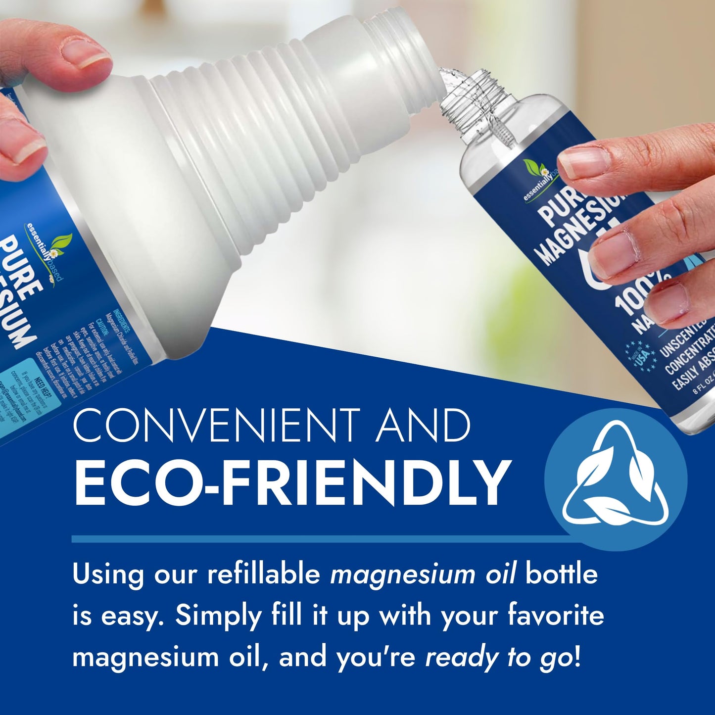Pure Magnesium Oil Spray 8oz - Topical Magnesium Spray for Sleep & Feet - Extra Strength - USP Grade - 100% Natural and Organic Oil for Muscle Pain & Cramps - Made in USA - 2 Pack