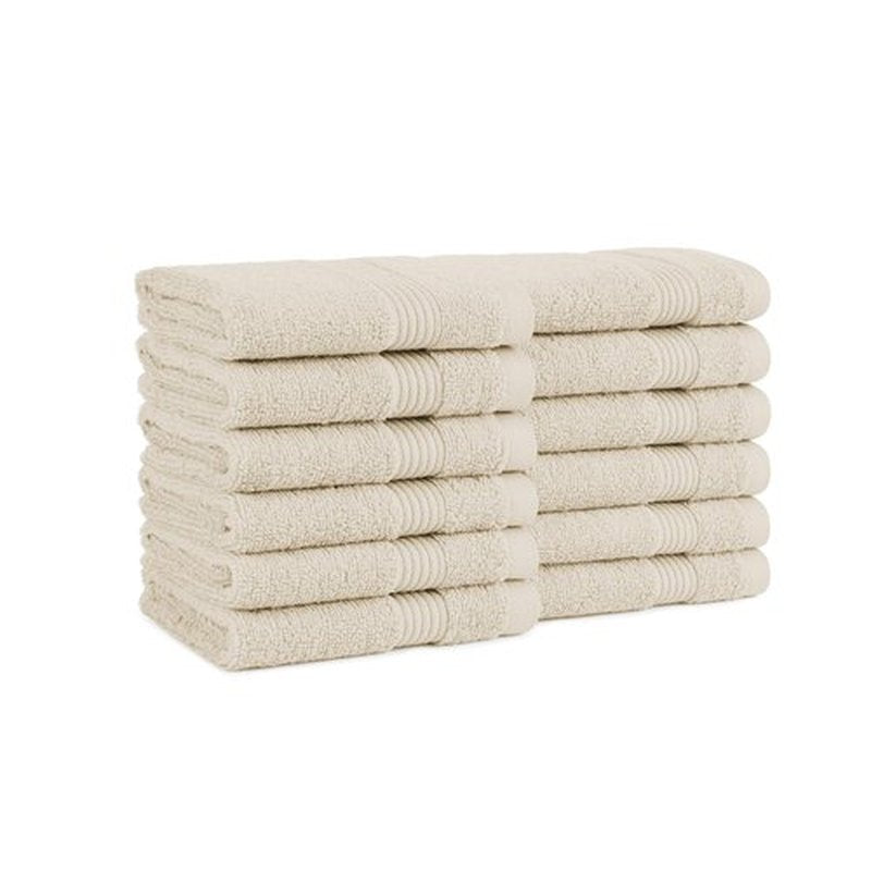 Arkwright Bath Washcloths 12 Pack - Super Soft 100% Cotton, 600 GSM Quick Dry & Absorbent, Luxury Face & Body Wash Cloth Towels for Hotels, Spa, and Vacation Rentals, Alabaster Ivory