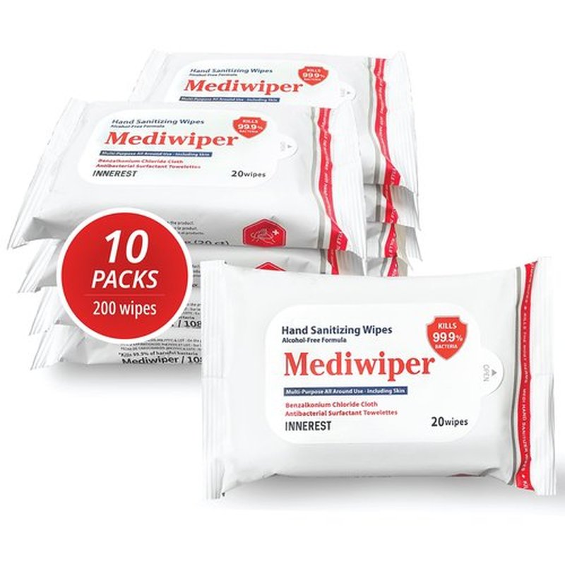 Refreshing Wet Wipes Travel Size Alcohol-Free Wipe Sanitizes/Cleans/Deodorizes Bulk Wipes (200 Wipes (20ct, 10pk))