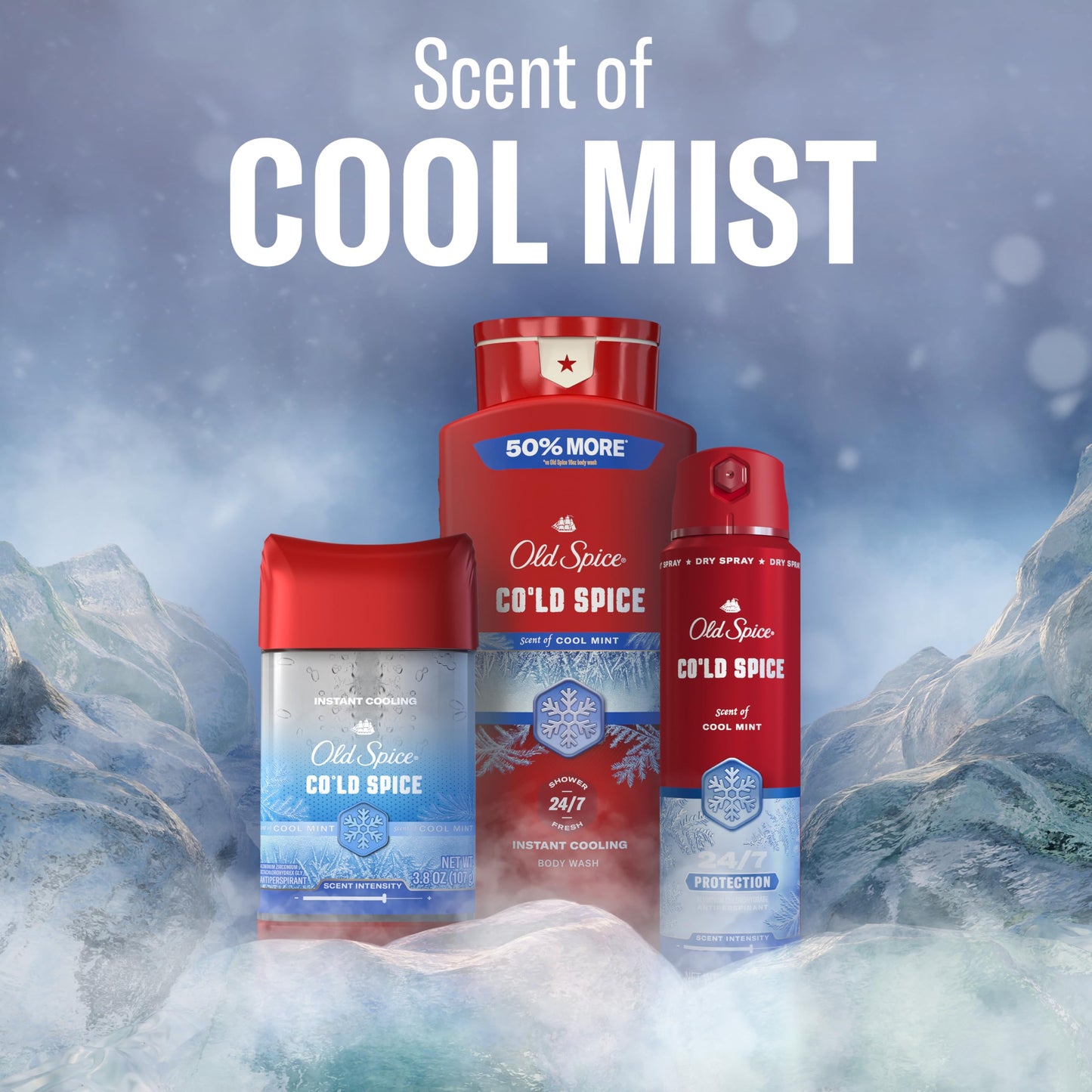 Old Spice Body Wash for Men, 24/7 Shower Fresh & Clean with Daily Use, Lasting Signature Scent, Refreshing Lather, Moisturizing Formula, Cold Spice with Cool Mint Scent, 24 oz