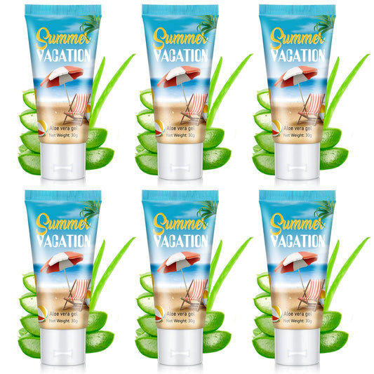 Dansib 6 Pcs Mini Aloe Vera Gel Bulk for Summer Vacation Party 1oz Travel Size Soothing Moisture Aloe Gel Bulk for Thank You Gifts Summer Party Supplies