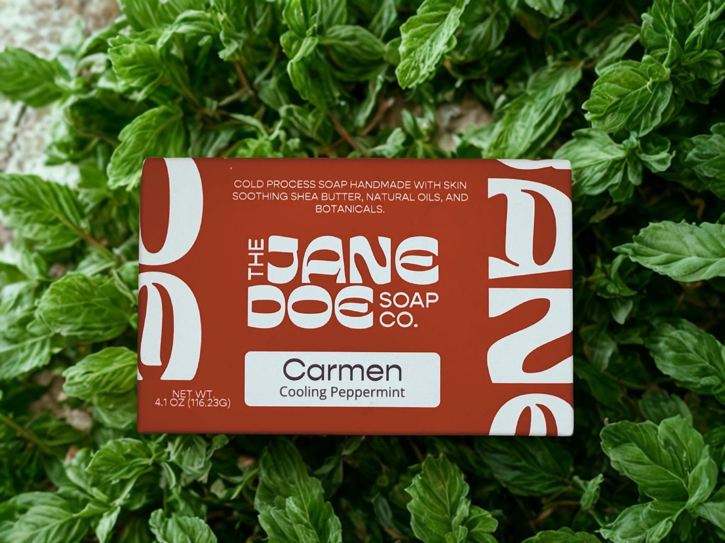 Natural Handmade Cold Process Bar Soap - Made with Olive oil, Coconut oil, Castor, Shea Butter, and Kaolin Clay-Plant Based, Vegan, Moisturizing, Hand/Body Soap! 1 Bar (Carmen Cooling Peppermint)