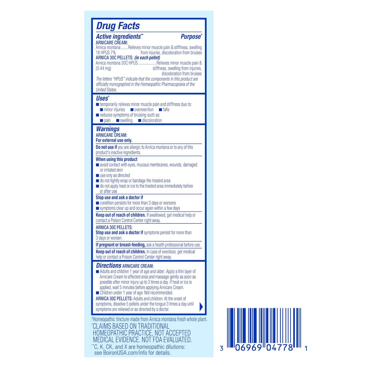 Boiron Arnicare Cream and Arnica 30c Value Pack for Pain Relief, Muscle Soreness, and Swelling from Buising or Injury - 2.5 oz + 80 Pellet Tube