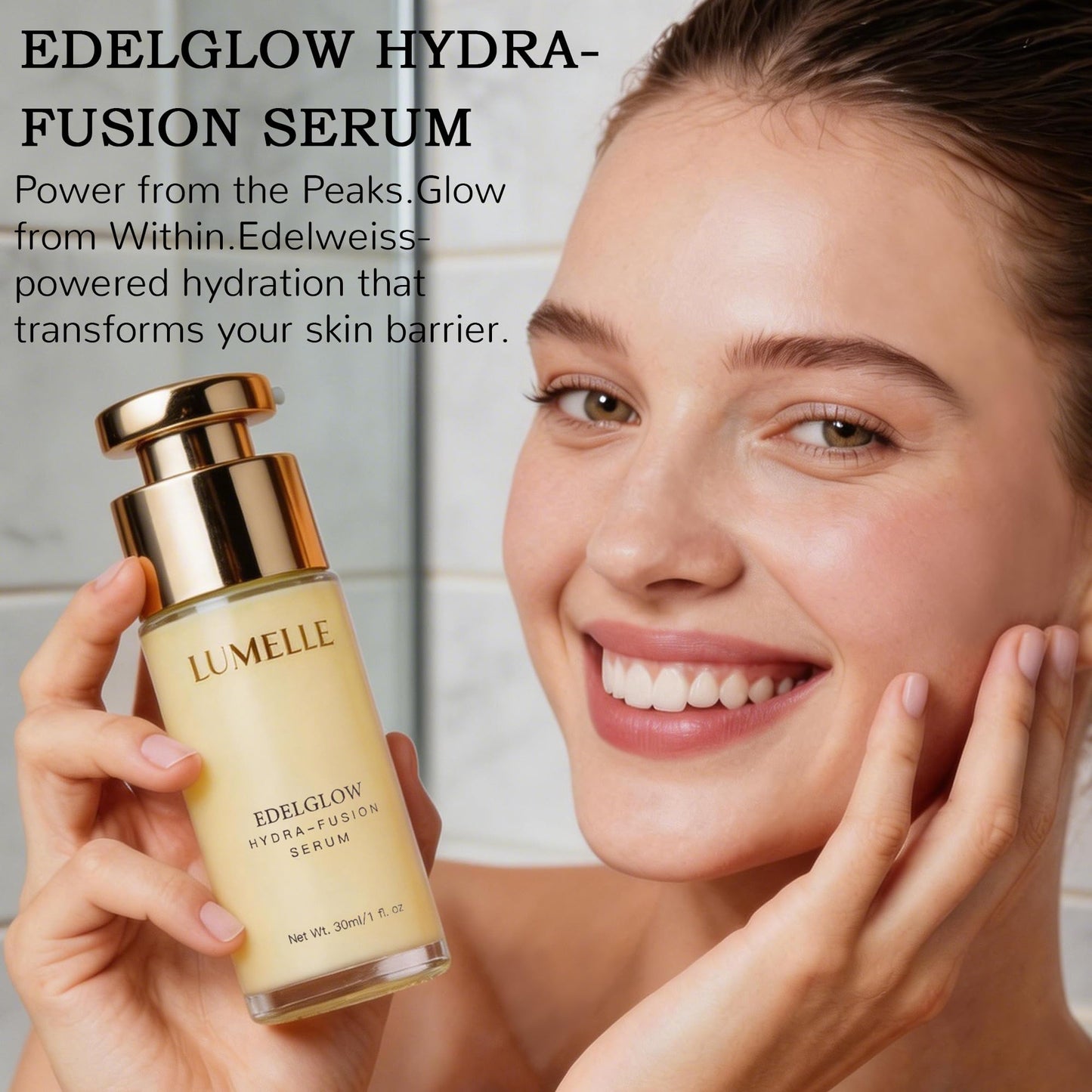LUMELLE Facial Serum with Natural Edelweiss for Intense Hydration & Skin Barrier Repair, EdelGlow Hydra-Fusion Serum for Dry, Sensitive, Mature Skin