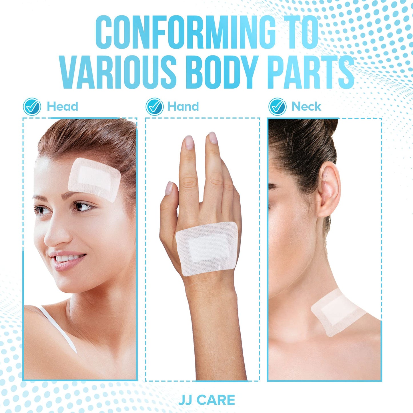 JJ CARE Waterproof Adhesive Island Dressing [Pack of 50], 2" x 3.75" Sterile Bordered Gauze, Breathable Island Wound Dressing, Individually Wrapped Adhesive Gauze Bandages with Non-Stick Central Pad