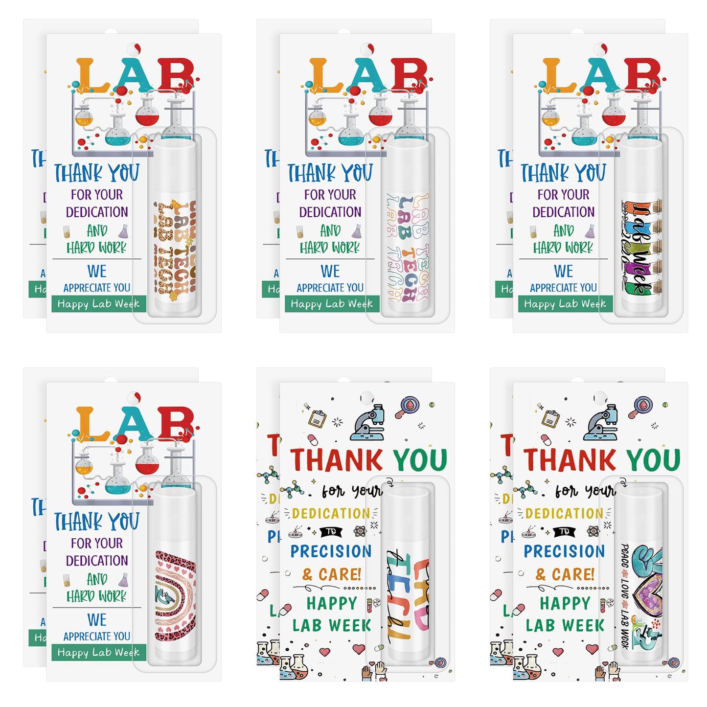 Leelosp 12 Pcs Lab Week Gifts Medical Laboratory Professionals Appreciation Lip Balm Bulk Inspirational Thank You Gifts for Science Lab Women Men Scientist Coworker Employee Staff Party Favors