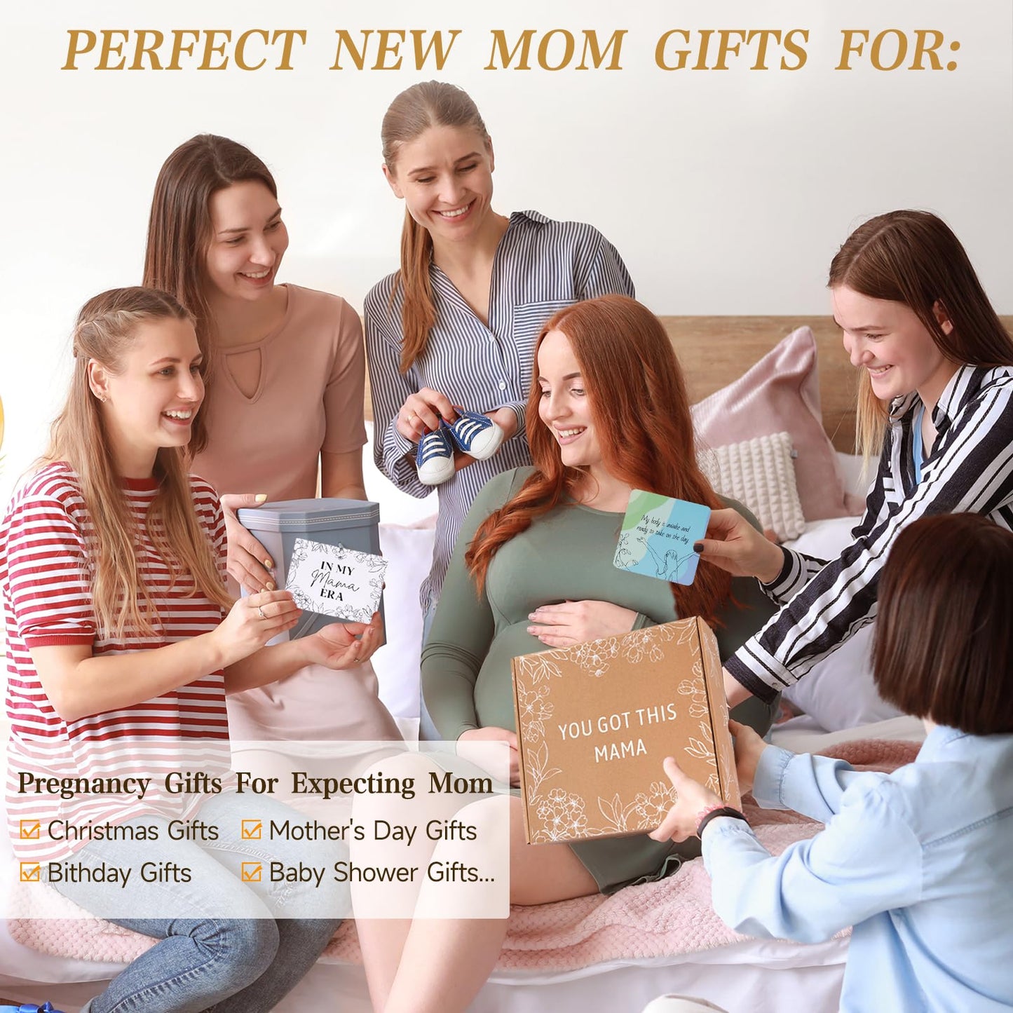 New Mom Gifts, New Mom Care Package After Baby, Baby Shower Gifts for Mom to Be, Pregnancy Gifts for Expecting Mother, Unique 16OZ Mama Glass Cup Knitted Blanket Gift Baskets for Women (Green)