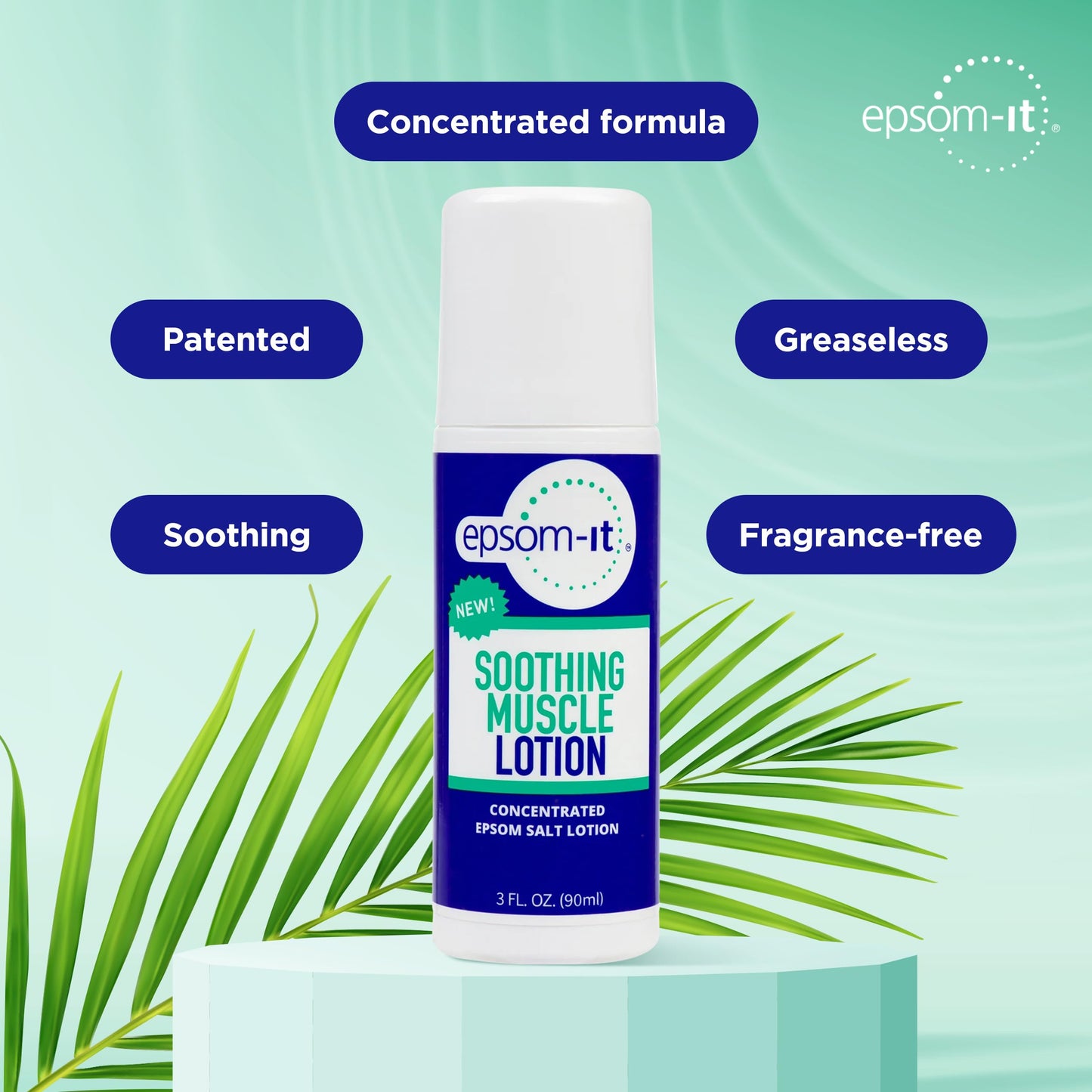 Epsom-It Soothing Muscle Lotion - Roll On Epsom Salt Lotion with Arnica for Muscle Stiffness, Leg, Knees and Feet Discomfort, Topical Magnesium Cream, 3oz
