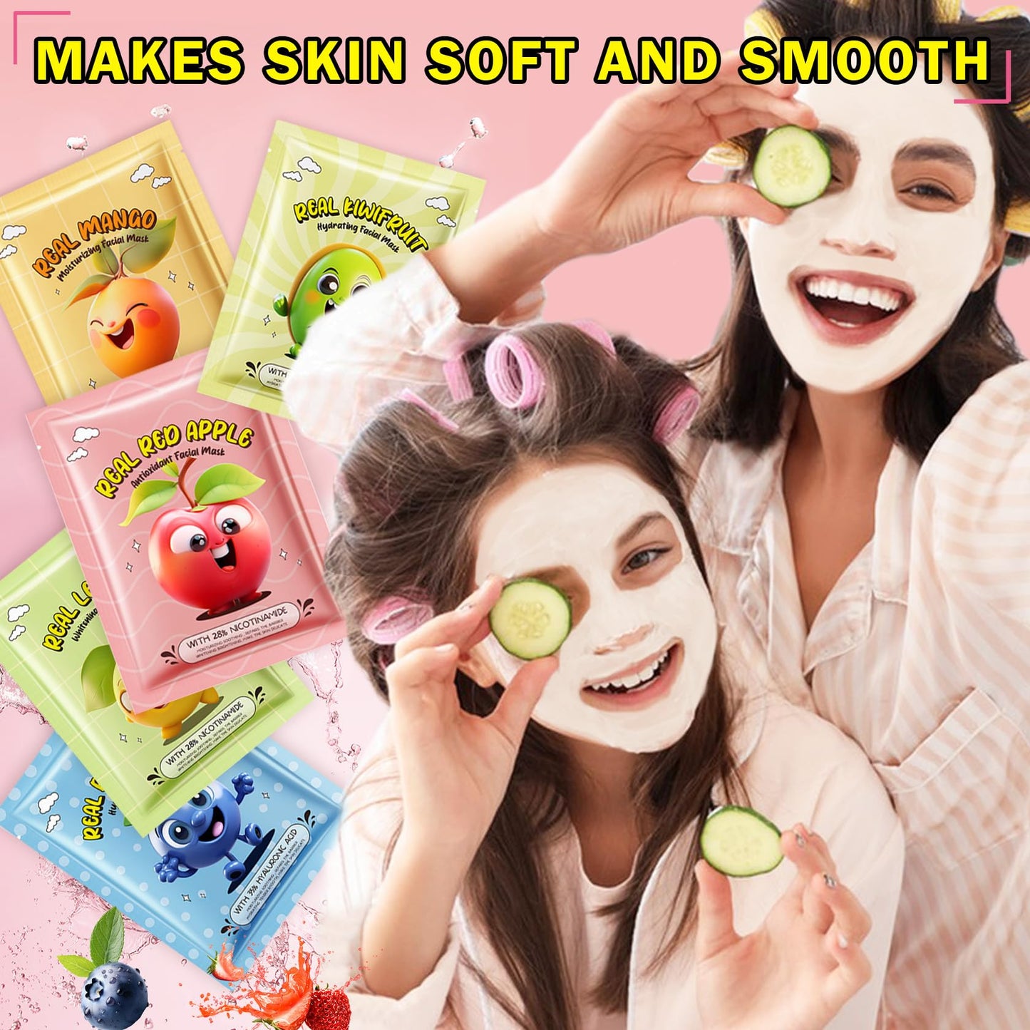 LZXLUKGIR 10 Pack Kids Face Masks Spa,Fruit Face Masks Skincare for Kids