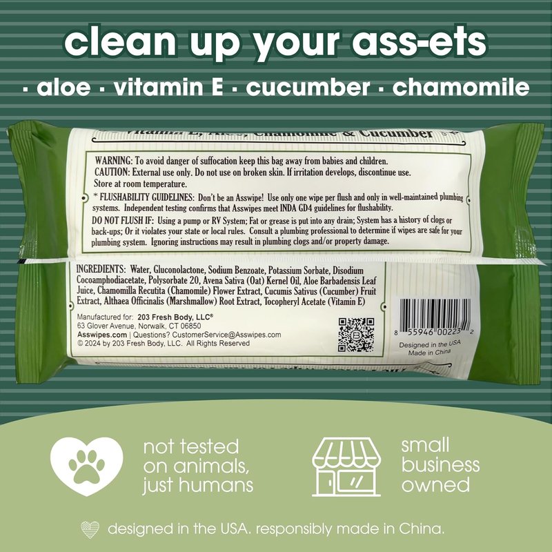 Flushable Wipes for Adults | Personal Cleansing Body & Bathroom Wipes with Aloe & Vitamin E - 2 Pack (90 Wipes)