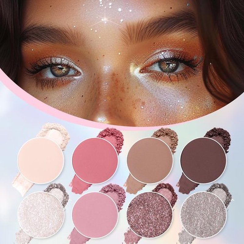 UCANBE 8 Colors Eyeshadow Makeup Palette, Nude Shimmer Matte Metallic Rose Taupe Neutral Eye Makeup Pallet, Natural High Pigmented Blendable Eyes Shadow Travel Size Kit
