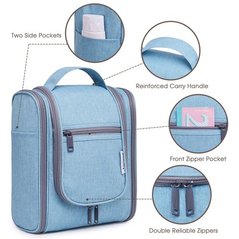 Narwey Small Hanging Travel Toiletry Bag Cosmetic Make up Organizer for Women and Men (Medium, Sky Blue)