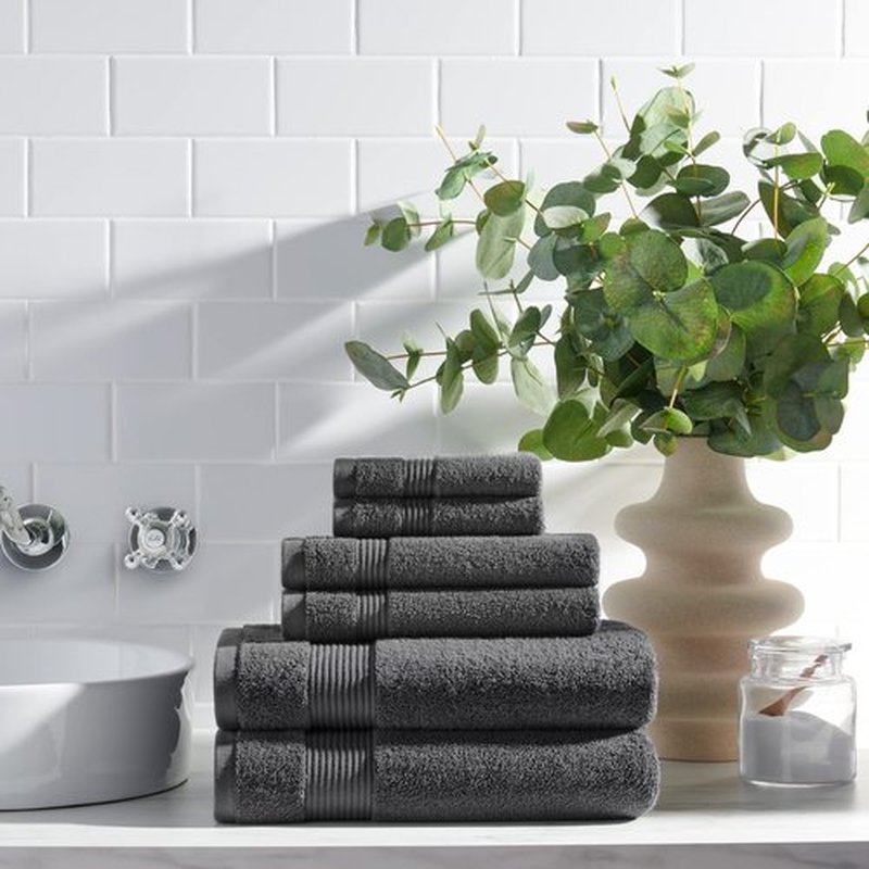 Arkwright Bath Towels Set of 6 - Super Soft 100% Cotton, 600 GSM Quick Dry & Absorbent, Luxury Bathroom Essentials with 2 Shower Towels, 2 Hand Towels and 2 Washcloths, Pewter Grey